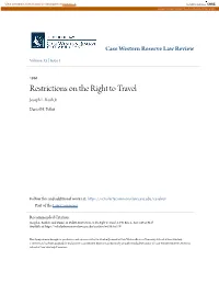 Restrictions on the Right to Travel Joseph L