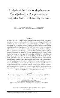 Analysis of the Relationship Between Moral Judgment Competences and Empathic Skills of University Students