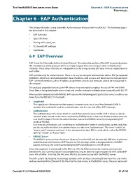 CHAPTER 6 - EAP AUTHENTICATION the PROCESS Chapter 6 - EAP Authentication