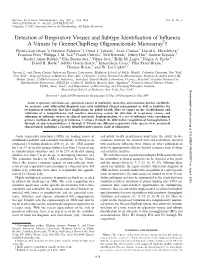 Detection of Respiratory Viruses and Subtype Identification of Inffuenza a Viruses by Greenechipresp Oligonucleotide Microarray
