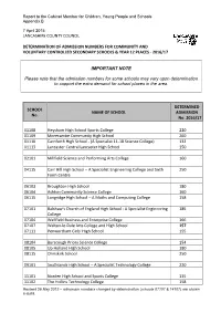 Determined Admission Numbers C&VC