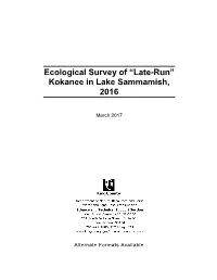 Ecological Survey of “Late-Run” Kokanee in Lake Sammamish, 2016