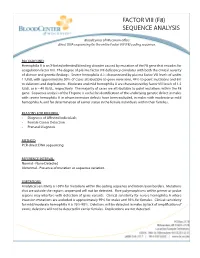 Factor Viii (F8) Sequence Analysis