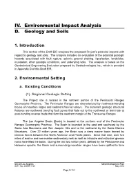 IV. Environmental Impact Analysis D. Geology and Soils