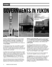 LESSON 2: Governments in Yukon