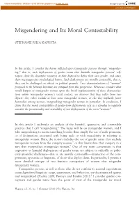 Misgendering and Its Moral Contestability