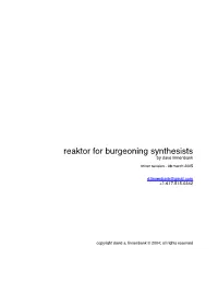 Reaktor for Burgeoning Synthesists by Dave Linnenbank