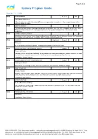 Sydney Program Guide
