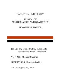 The Circle Method Applied to Goldbach's Weak Conjecture