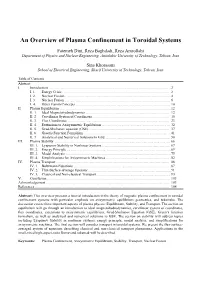 An Overview of Plasma Confinement in Toroidal Systems