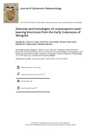 Diversity and Homologies of Corystosperm Seed-Bearing Structures from the Early Cretaceous of Mongolia Aã B,C D E F Gongle Shi , Peter R
