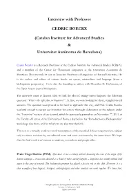 Interview with Professor CEDRIC BOECKX