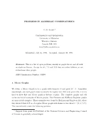 Problems in Algebraic Combinatorics