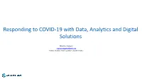 Responding to COVID-19 with Data, Analytics and Digital Solutions