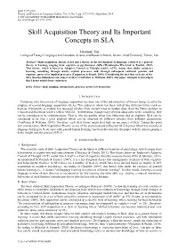 Skill Acquisition Theory and Its Important Concepts in SLA