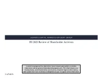 H1 2021 Review of Shareholder Activism