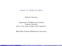 Lecture 1.1: Basic Set Theory