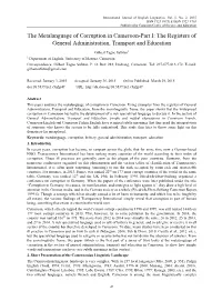 The Metalanguage of Corruption in Cameroon-Part I: the Registers of General Administration, Transport and Education