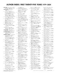 Author Index: First Twenty-Five Years 1979–2004
