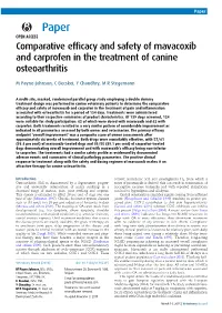 Comparative Efficacy and Safety of Mavacoxib and Carprofen in The