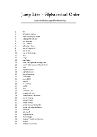 Jump List • Alphabetical Order (Created & Managed by Manyfist)