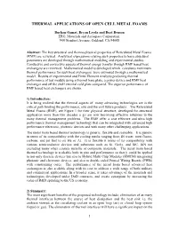 Thermal Applications of Open Cell Metal Foams