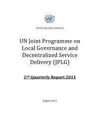UN Joint Programme on Local Governance and Decentralized Service Delivery (JPLG)