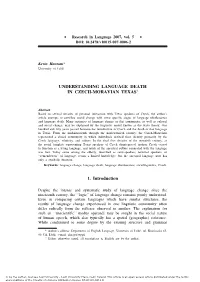 Understanding Language Death in Czech,Moravian