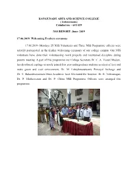 (Autonomous) Coimbatore – 641 029 NSS REPORT: June- 2019 17.06