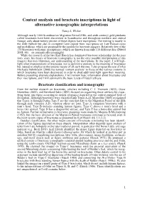 Context Analysis and Bracteate Inscriptions in Light of Alternative Iconographic Interpretations