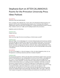 Stephanie Burt on AFTER CALLIMACHUS: Poems for the Princeton University Press Ideas Podcast