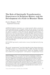 The Role of Spiritually Transformative Experiences in Religious History and the Development of a Scale to Measure Them
