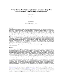 Water-Driven Palestinian Agricultural Frontiers: the Global Ramifications of Transforming Local Irrigation