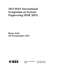 2015 IEEE International Symposium on Systems Engineering (ISSE 2015)