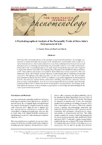 A Psychobiographical Analysis of the Personality Traits of Steve Jobs's