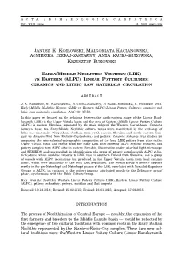 (ALPC) Linear Pottery Cultures: Ceramics and Lithic Raw Materials Circulation