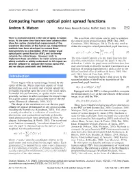 Computing Human Optical Point Spread Functions
