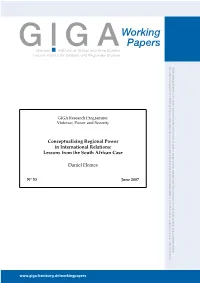 Conceptualising Regional Power in International Relations: Lessons from the South African Case