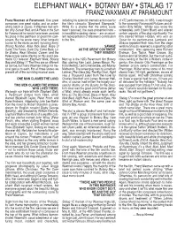 ELEPHANT WALK • BOTANY BAY • STALAG 17 FRANZ WAXMAN at PARAMOUNT Franz Waxman at Paramount