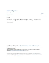 Furman Magazine. Volume 47, Issue 3 - Full Issue Furman University