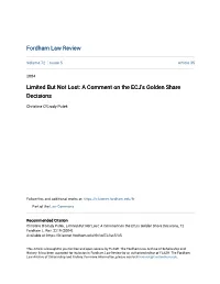 Limited but Not Lost: a Comment on the ECJ's Golden Share Decisions