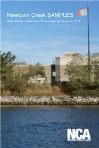 Newtown Creek SAMPLES Water Quality Results from Community-Led Research, 2017