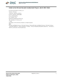 Richard Benedict Goldschmidt Papers, (Bulk 1900-1956)