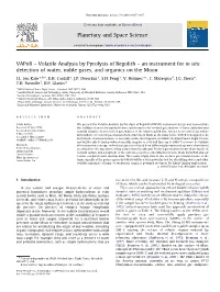 Volatile Analysis by Pyrolysis of Regolith – an Instrument for in Situ Detection of Water, Noble Gases, and Organics on the Moon