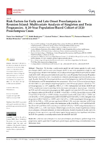 Risk Factors for Early and Late Onset Preeclampsia in Reunion Island: Multivariate Analysis of Singleton and Twin Pregnancies