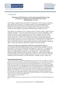 1 15 October 2020 Submission of NGO Monitor to the Intergovernmental Working Group on the Effective Implementation of the Durban
