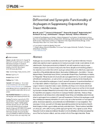 Differential and Synergistic Functionality of Acylsugars in Suppressing Oviposition by Insect Herbivores