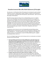 Pennenvironment Marcellus Shale Statement of Principles
