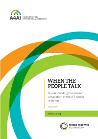 WHEN the PEOPLE TALK Understanding the Impact of Taxation in the ICT Sector in Benin