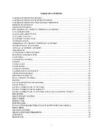 1 Table of Contents a Message from the Board